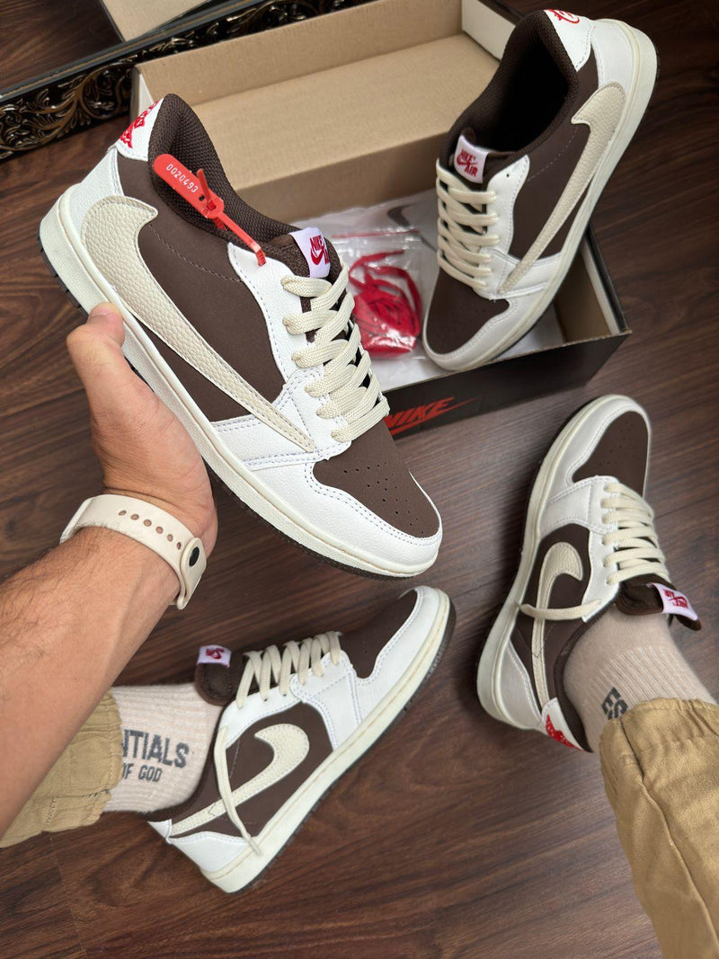 Nk Travis Scott Air Jordan 1 Low White Bege