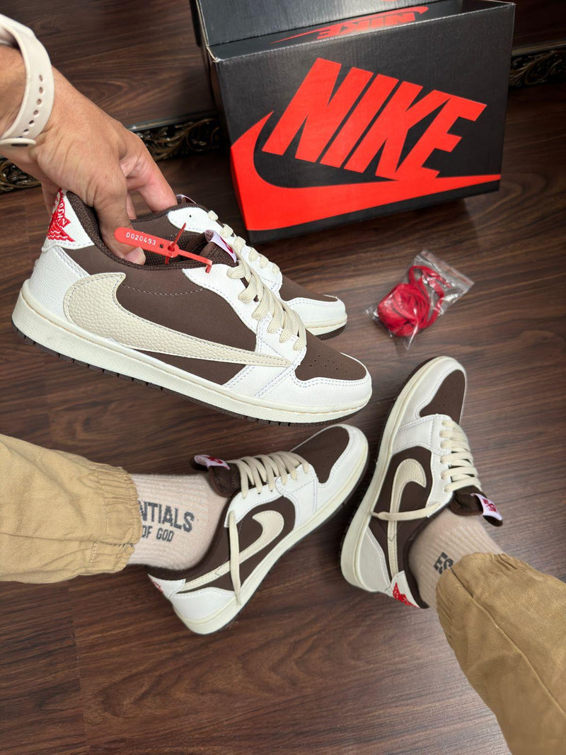 Nk Travis Scott Air Jordan 1 Low White Bege